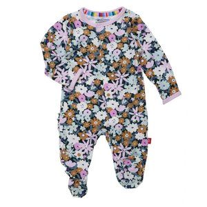 MAGNETIC ME Modal Magnetic Ruffle Footie in Finchley Floral Print Size 0-3m